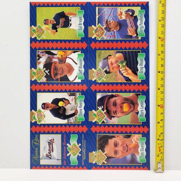 Atlanta Braves Vintage 1993 Nutrition Edition Baseball Cards Sheet Uncut 90s MLB - Picture 12 of 12